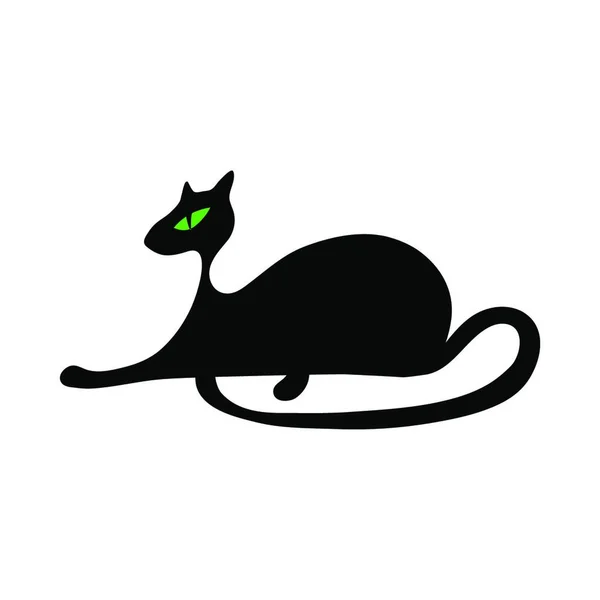 Gato Negro Con Sombrero Ilustración Vectorial — Vector de stock