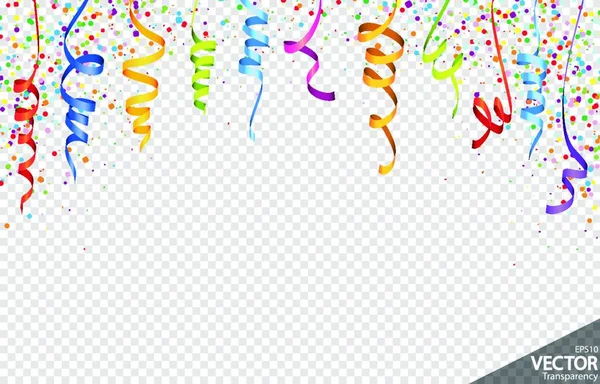 Confete Colorido Com Flâmulas Caindo Ilustração Vetorial — Vetor de Stock
