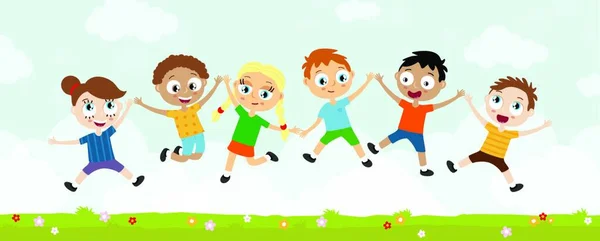 Archivo Vectorial Eps10 Que Muestra Niños Pequeños Felices Con Diferentes — Archivo Imágenes Vectoriales