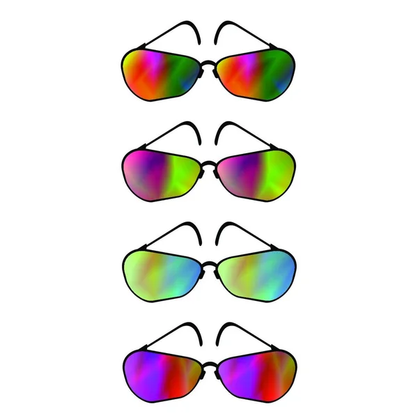Set Different Sunglasses Isolated White Background — Stock Vector
