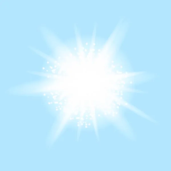 Funkelnder Stern Glühende Lichtexplosion Starburst Mit Funkeln Auf Blauem Hintergrund — Stockvektor