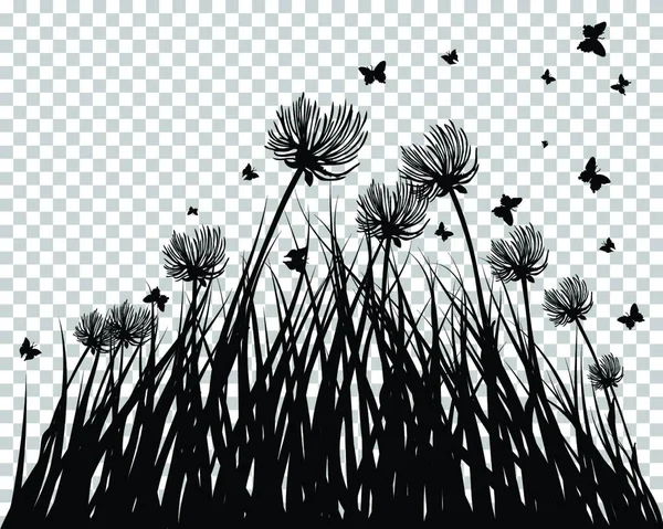 草和花的病媒图解 — 图库矢量图片