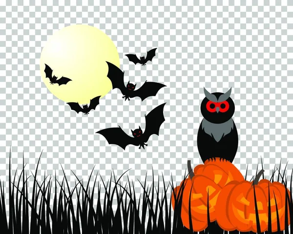 Fundo Halloween Com Morcegos Abóboras —  Vetores de Stock