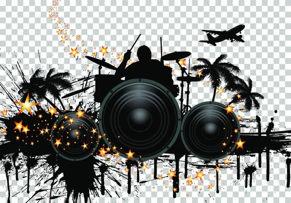 Hudební Retro Grunge Pozadí Bubeníkem Vektorová Ilustrace Eps Transparentně — Stockový vektor