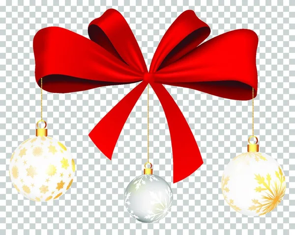 クリスマスボール赤い弓ベクトルイラスト — ストックベクタ