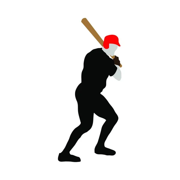 Silhouette Atleta Baseball Molto Dettagliata Illustrazione Vettoriale Eps Completamente Modificabile — Vettoriale Stock