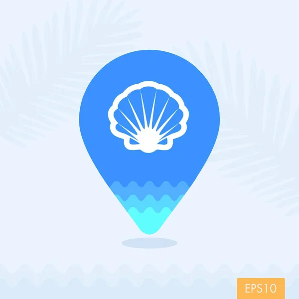 Seashell Vektor Pin Map Symbol Strandkartenzeiger Sommerkartenmarkierungen Urlaub Sommerzeit Urlaub — Stockvektor