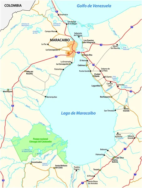 Mapa Venezuela Por Mar Lago Maracaibo Venezuela — Vector de stock