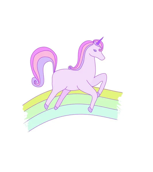 Cute Unicorn Pink Mane Vector Illustration — Stock Vector