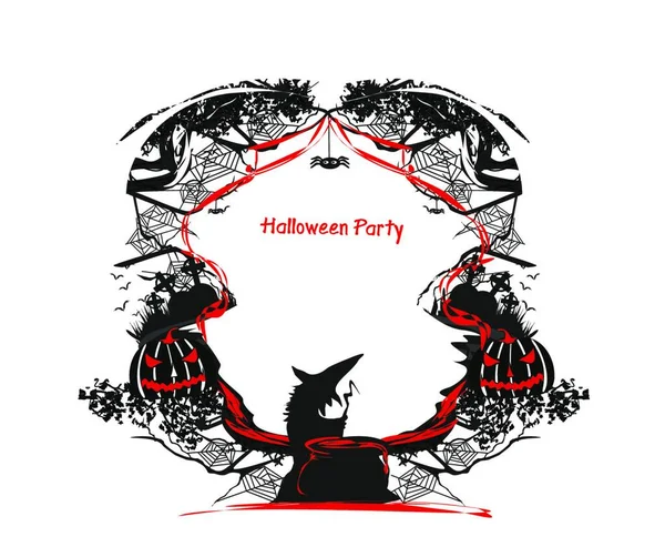 Cadre Halloween Avec Des Éléments Dessinés Main Illustration Vectorielle — Image vectorielle