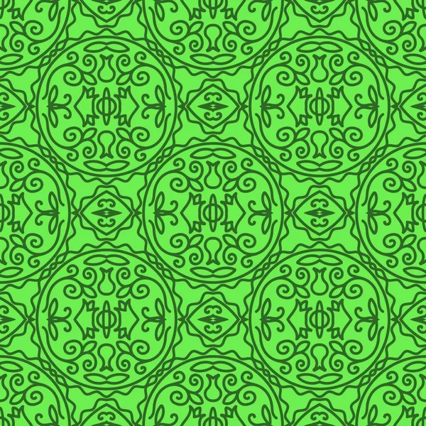 Green Floral Pattern Isolated Green Background — Stock Vector