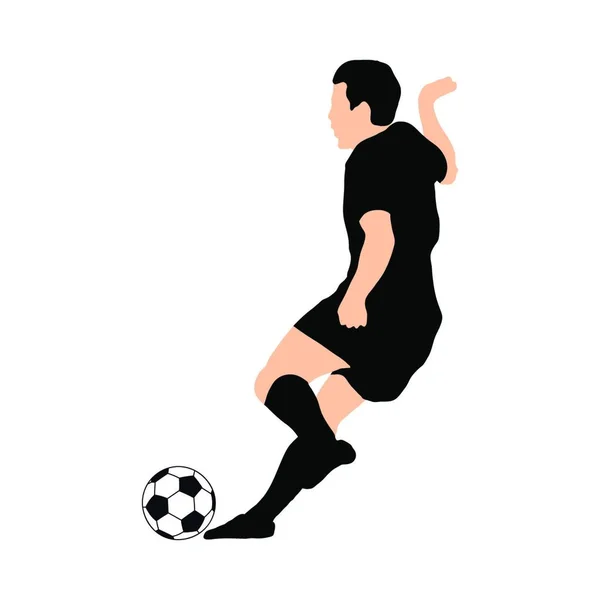 Voetbal Speler Silhouet Geïsoleerd Witte Achtergrond — Stockvector