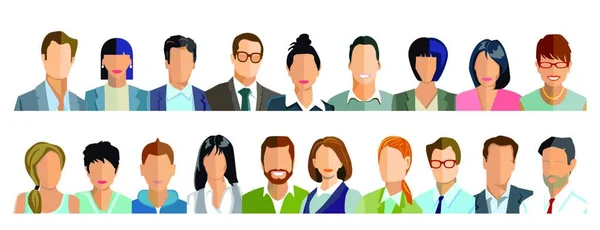 Set People Avatars Man Woman Flat Style Vector Illustration — Stock Vector