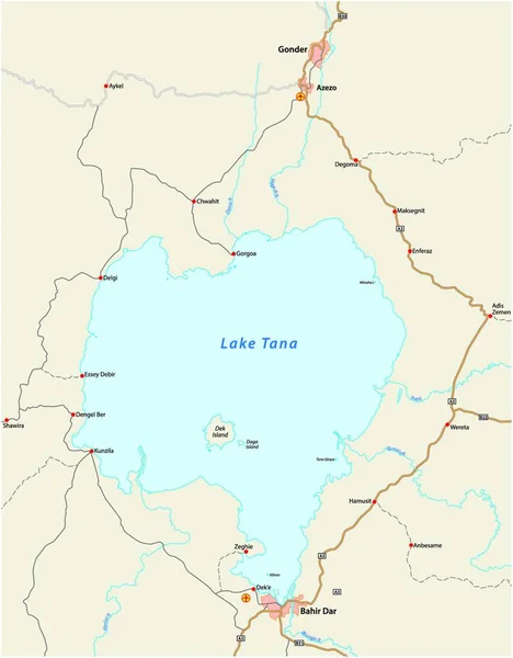 エチオピア湖 タナの地図 エチオピア — ストックベクタ