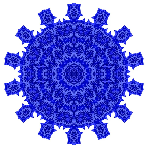 Blaue Ornamentale Linienmuster Runde Textur Orientalisches Geometrisches Ornament — Stockvektor