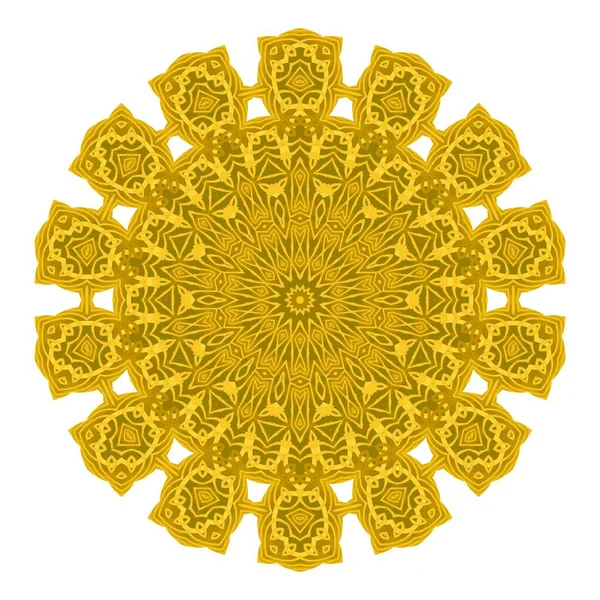 Żółta Ozdobna Linia Wzór Okrągły Tekstura Orientalny Geometryczny Ornament — Wektor stockowy