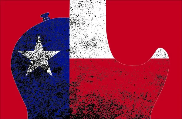 Скеля Рулон Гітари Силует Техаської Прапор — стоковий вектор