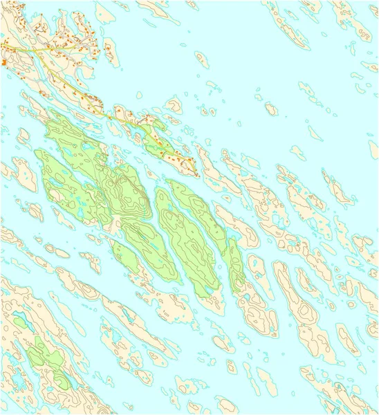 Wyimaginowana Topograficzna Mapa Terytorium Rzekami Jeziorami Lasami Drogami — Wektor stockowy