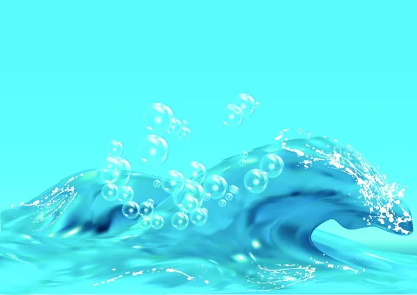 Fondo Agua Azul Con Burbujas Olas — Vector de stock