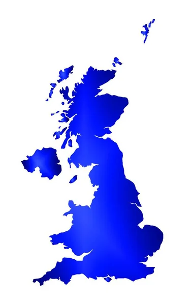 Kaart Van Het Verenigd Koninkrijk Blauw Silhouet Een Witte Achtergrond — Stockvector