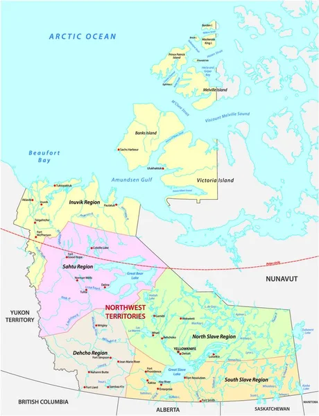 北西部の政治 行政地域地図カナダ — ストックベクタ