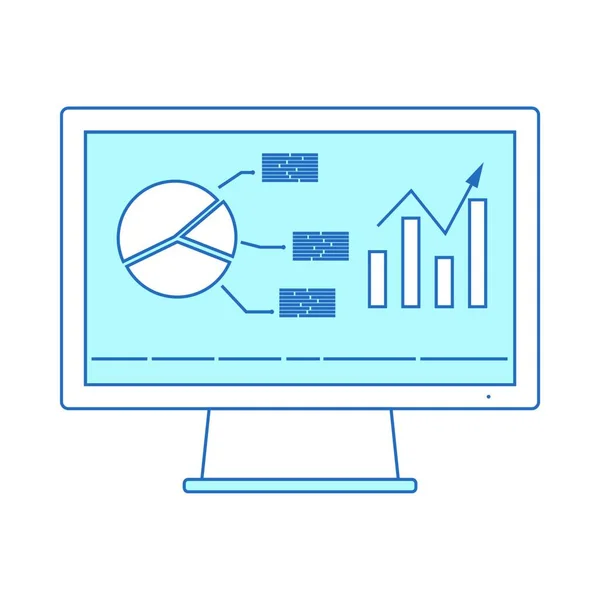 Monitor Ordenador Con Estadísticas Diseño Gráfico Ilustración Vectorial — Vector de stock