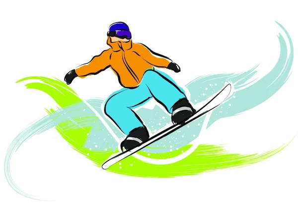 Snowboardista Bílém Pozadí — Stockový vektor