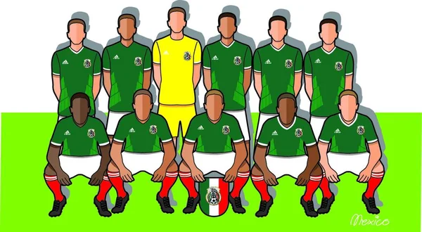 Мексиканська Футбольна Команда Білому Тлі — стоковий вектор