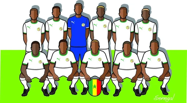 Senegal Fotbalový Tým Bílém Pozadí — Stockový vektor