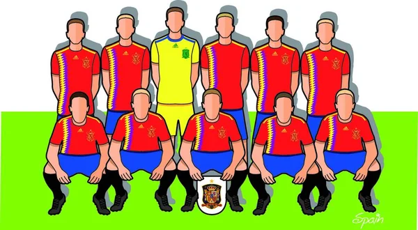 Espagne Équipe Football Sur Fond Blanc — Image vectorielle