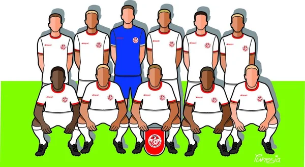 Tunesische Fußballmannschaft Auf Weißem Hintergrund — Stockvektor