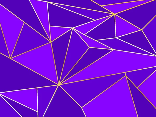 Polígono Púrpura Abstracto Geométrico Artístico Con Fondo Línea Oro — Vector de stock