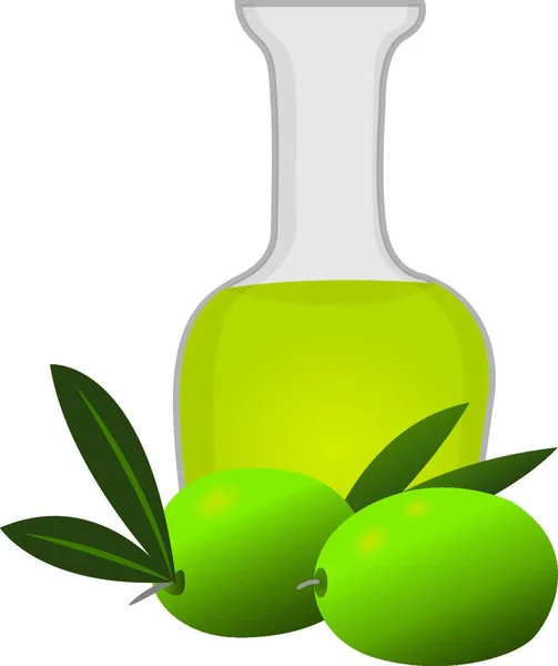 Huile Olive Biologique Avec Illustration Vectorielle Isolée Olives Sur Fond — Image vectorielle