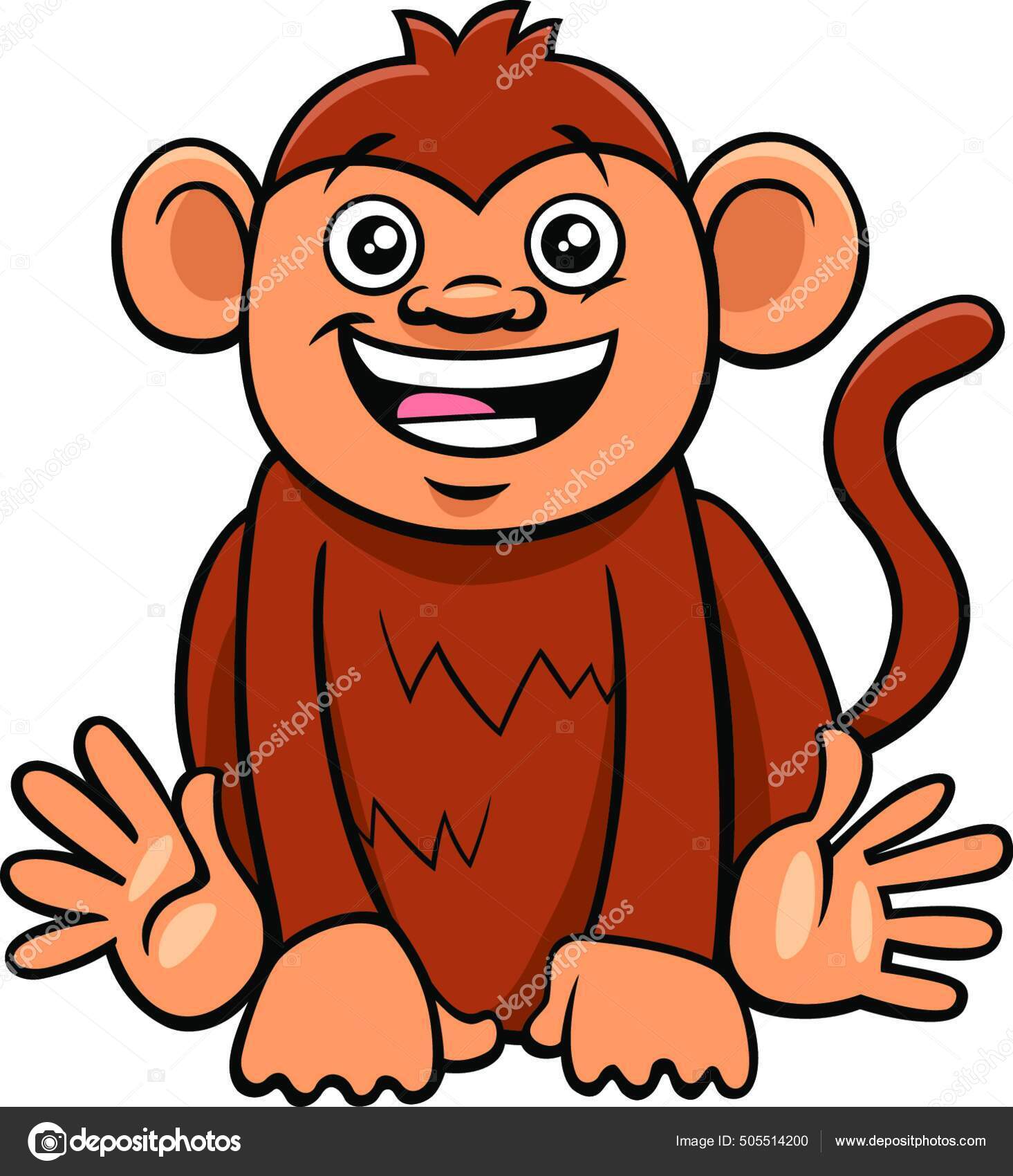 Desenho de macaco feliz bonito posando