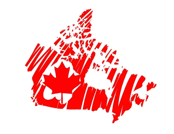 Kanada Mapa Kolorowy Wektor Flagi Ilustracja Kraju Jego Wysp Ilustrowana — Wektor stockowy