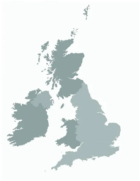 英国地图灰矢量图解该国及其岛屿 图解轮廓 英格兰 爱尔兰 苏格兰 威尔士 — 图库矢量图片