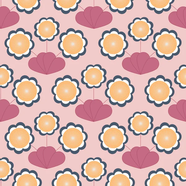 Schattig Retro Bloemen Een Naadloze Patroon Ontwerp — Stockvector