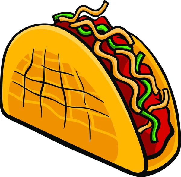 Cartoon Illustration Mexikanska Taco Mat Objekt — Stock vektor