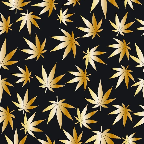 Padrão Sem Costura Folhas Cannabis Ilustração Vetorial — Vetor de Stock