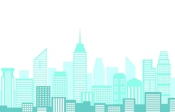 Vektoros Illusztráció Városi Táj Város Skyline Épület Elszigetelt Fehér Háttér — Stock Vector
