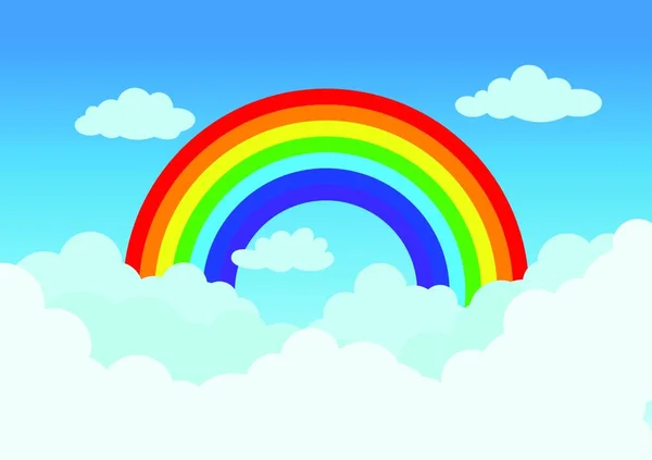 Vector Illustration Rainbow Cloud Blue Sky Background — Stock Vector