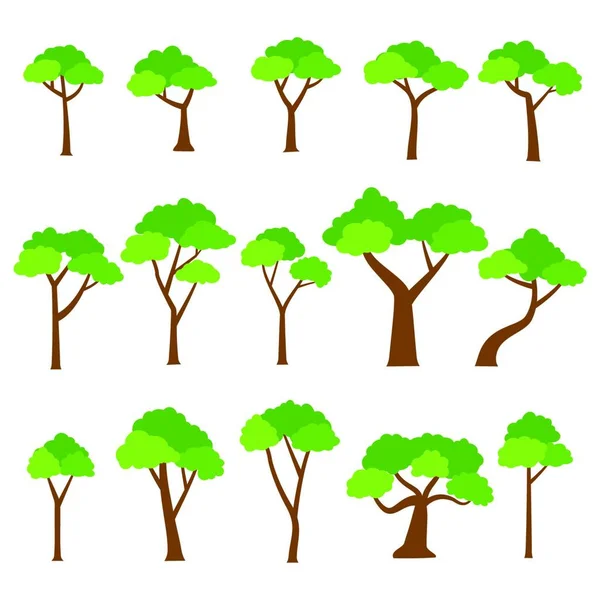 Coleção Árvores Vetor Sobre Fundo Branco — Vetor de Stock