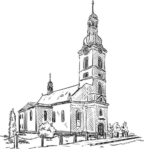 Vecteur Église Ville Dobra République Tchèque Europe — Image vectorielle