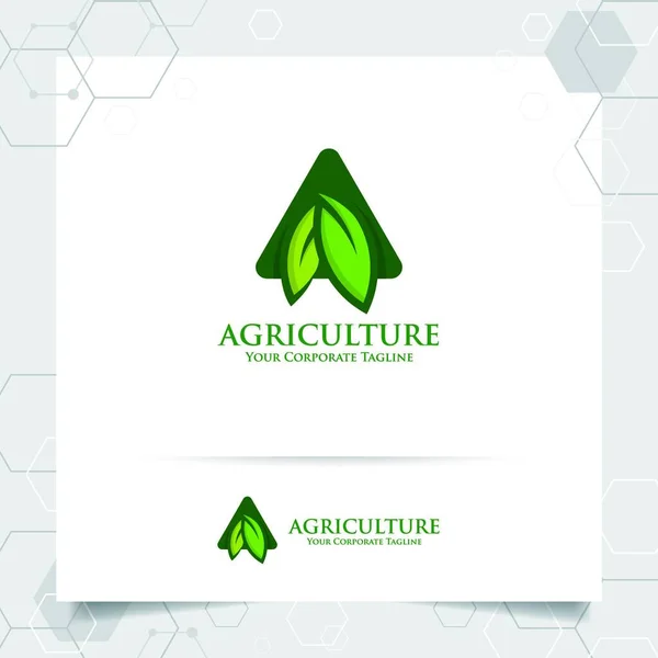 Agricultura Logotipo Design Com Conceito Letras Ícone Deixa Vetor Logotipo —  Vetores de Stock