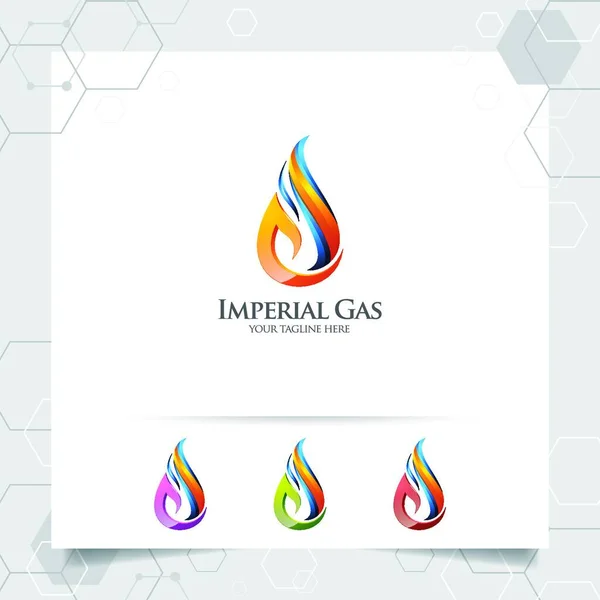 Vector Diseño Logotipo Gas Petróleo Con Concepto Incendio Gotas Aceite — Archivo Imágenes Vectoriales