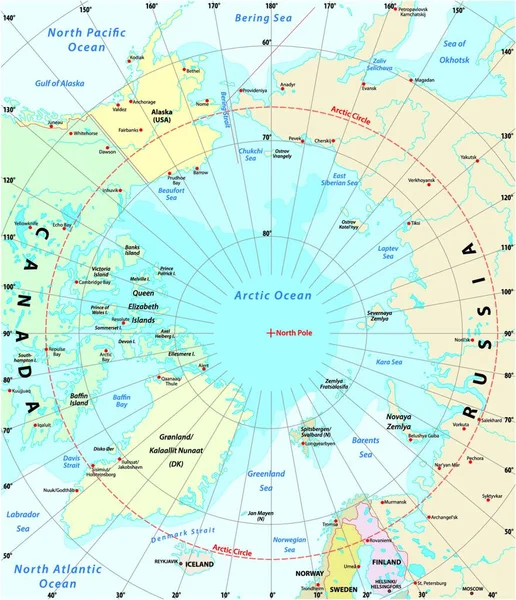 Χάρτης Της Αρκτικής Μικρότερη Και Μεγαλύτερη Έκταση Του Πάγου 2018 — Διανυσματικό Αρχείο