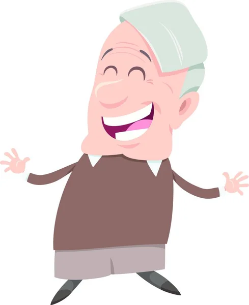 Cartoon Illustration Happy Senior Man Comic Character — Stock Vector