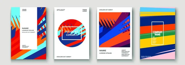 Moderne Cover Kollektion Design Abstrakt Retro Erne Stil Tekstur Farverige – Stock-vektor