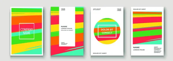 Nowoczesna Konstrukcja Okładki Abstrakcyjna Retro Stylu Tekstury Kolorowych Linii Neonowych — Wektor stockowy