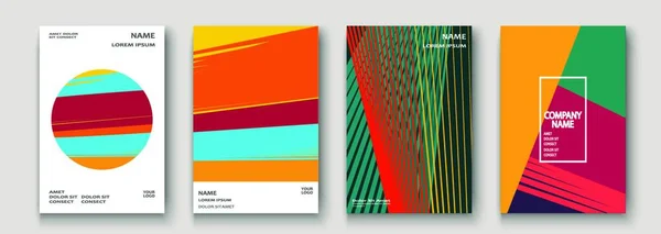 Modern Borító Kollekciónak Absztrakt Retro Évek Stílusát Textúra Színes Neon — Stock Vector